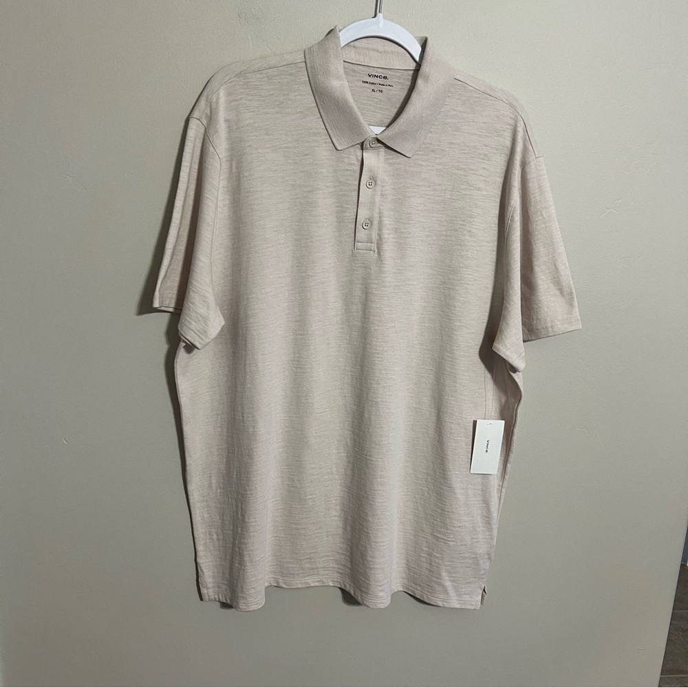 NWT Vince Classic Slub Polo Shirt in Sand size XL
